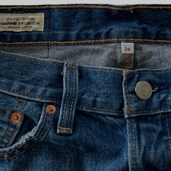 Levi’s Premium Button Fly Raw Hem Denim Skirt Women’s Size 26 Medium Wash - Picture 6 of 6